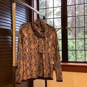 Chico's Black and Tan/Metallic Snake Print Sweater